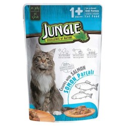 Jungle Pounch Somon Parçalı Yetişkin Yaş Kedi Maması 100gr