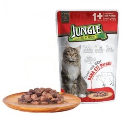 Jungle Pounch Dana Parçalı Yetişkin Yaş Kedi Maması 100gr