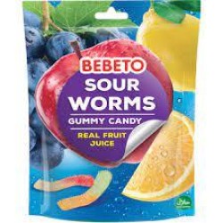 Bebeto Sour Worms Meyve Sulu Yumuşak Şeker 60 Gr