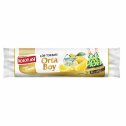 Koroplast Orta Boy Büzgülü Çöp Torbası Limon Kokulu 55cm*60cm 15'li