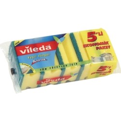 Vileda Yeşil Oluklu Süngeri 5'li Eco Paket